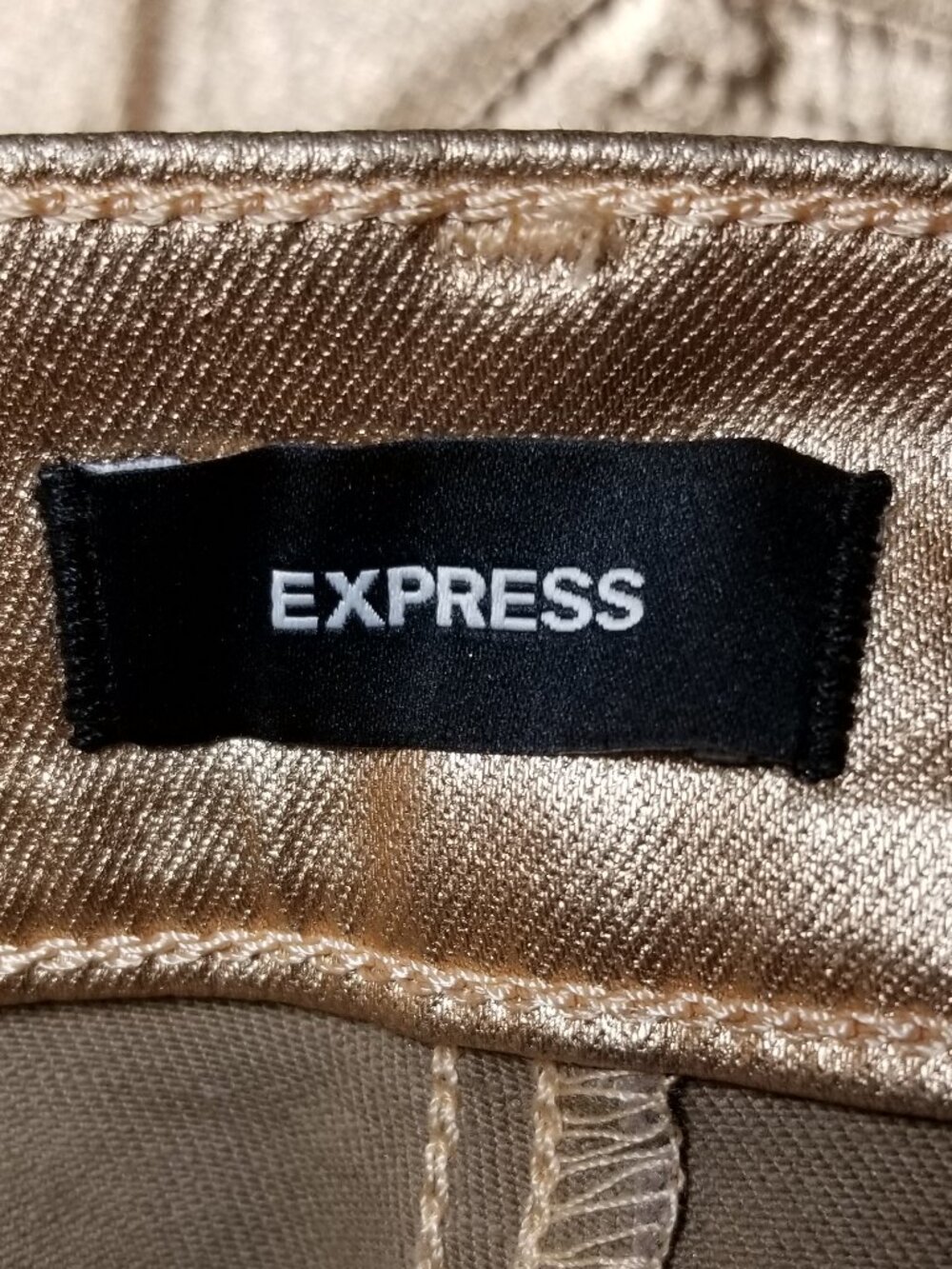 Express Womens Metallic Skyscraper Mid Rise Jeans Size 2R Rose Gold Retro NWOT - Picture 6 of 7